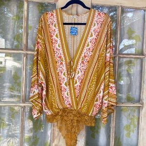 FREE PEOPLE INTIMATELY Kimono Sleeve Body Suit sz M NWT